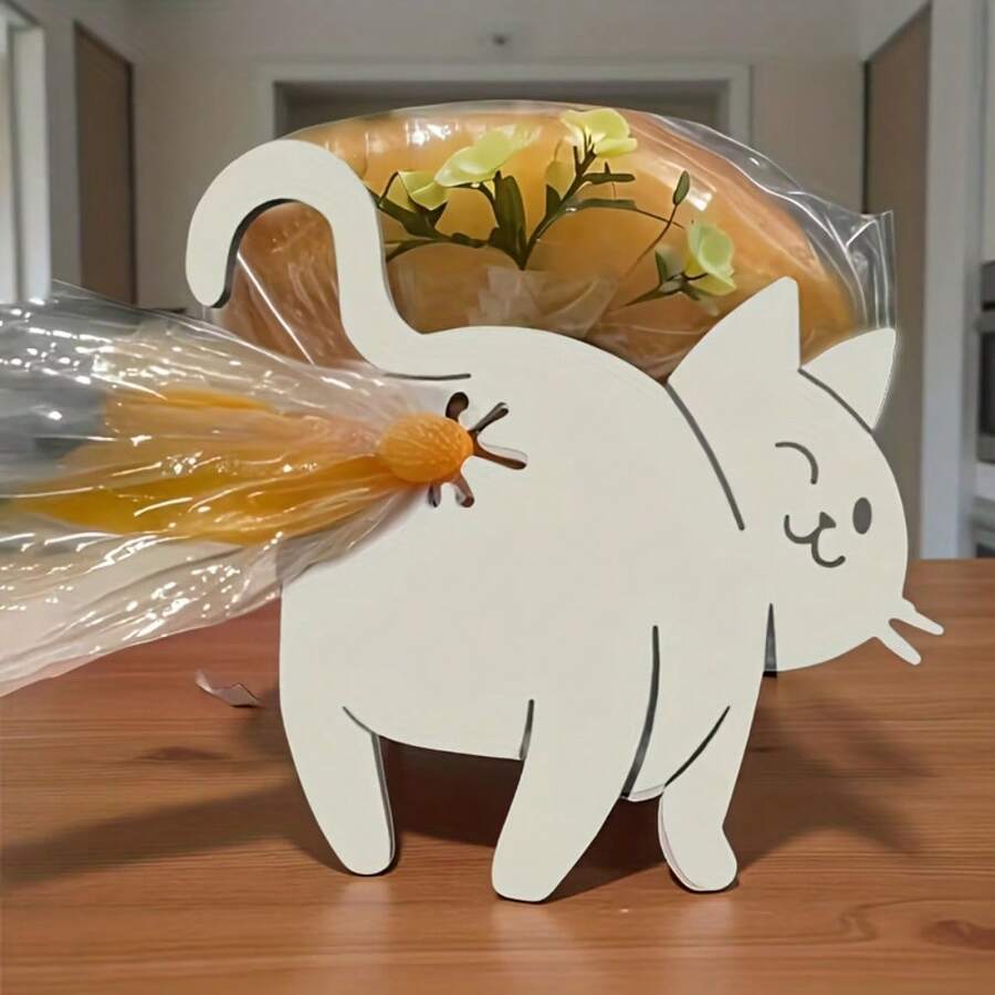 1个3D打印猫屁股面包夹，趣味3D打印厨房小工具，塑料袋封口器，可爱动物收纳配件，创意家居装饰礼品，轻巧设计，宠物爱好者必备 - 彩色 - 查看 1