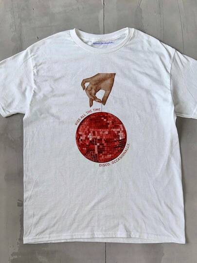 'Kiss All The Time, Disco Occasionally' Disco Ball Graphic Unisex Tee, HS Tour Graphic Tshirt, Y2K Concert Graphic Shirt