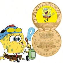 SpongeBob SquarePants 1枚纪念币，小礼品收藏币，收藏币，动漫周边金属工艺品，圆形游戏收藏卡，动漫玩具（款式随机） - 彩色 - 查看 11