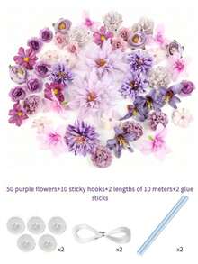 Serie de flores colgantes artificiales, accesorios creativos de fotografía, decoración romántica de boda con flores artificiales de 3-10cm de tamaño aleatorio en unicolor. Materiales y accesorios de decoración adecuados para lugares de boda, propuestas, sorpresas, cortinas del hogar diario y decoración de jardín. - Multicolor - Ver 9