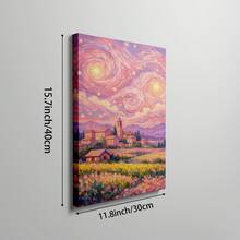 1 Stück Rosa Sternenhimmel Kunstwerk, Pastell Sonnenuntergang Ölgemälde Leinwanddruck | Moderne impressionistische Kunst Dekoration geeignet für Mädchenzimmer, Wohnheim, Wohnzimmer oder Büro, impressionistisches Landschaftsposter, Geschenk für Kunstliebhaber, gerahmt oder ungerahmt - Muster 2 - Übersicht 12