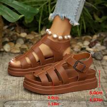 Women's Platform Thick Strap Dark Colored Fashion Sandals,Gladiator Sandals,Summer Sandals - Brown - View 9