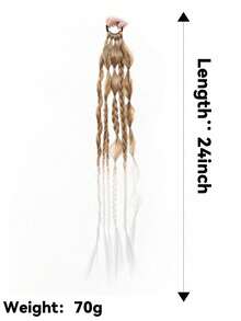 1 Stück lange geflochtene synthetische Haarverlängerung Pferdeschwanz, Damen Pferdeschwanz mit Haargummi, hergestellt aus synthetischen Fasern, geeignet für Weihnachten, Alltag, Partys und mehr Haargummis, Haargummibänder, Scrunchies, Haarseile - Verschiedenfarbig - Übersicht 2