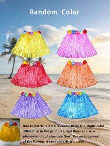 6 pièces/3 pièces Jupe Hula hawaïenne de couleur aléatoire, jupe en herbe hawaïenne, décoration d'anniversaire, fournitures de fête, fête de plage tropicale, décoration de fête de festival, danse de fête à thème tropical, fournitures de décoration de fête pour adultes femmes hommes jupe tropicale élastique à hibiscus, longueur 30 cm, colorée pour l'été, convient pour la fête, la représentation, la danse hawaïenne, la fête hawaïenne - multicolore - Voir 8
