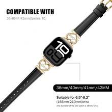 Fashionable Fitted Leather Watch Band For Apple Watch, 38mm 40mm 41mm 42mm 44mm 45mm 46mm 49mm, With Heart-Shaped Bracelet, Compatible With Apple Watch Series 11 10 9 8 7 6 5 4 SE 3 2 1, Size: Fits 5.3 Inch To 7.4 Inch Wrist Circumference - 42/44/45/46/49mm - View 4