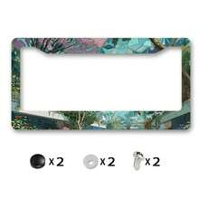 Metal License Plate Frame Cover With Futuristic Garden Glass Ceiling Design For Pet Lovers Outdoor Car Decoration - A - View 1