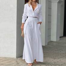 2026 Spring New Women's Wide-Leg Pants Set Solid Color Loose Pocket Fashion Casual Set - White - View 1