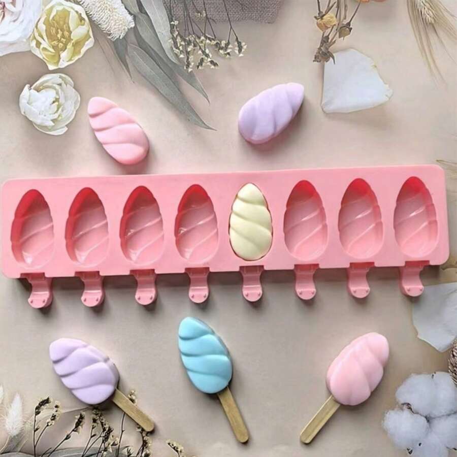 1个8孔糖衣山楂形状冰淇淋硅胶模具，DIY巧克力蛋糕烘焙模具，硅胶冰棒模具 - 查看 1