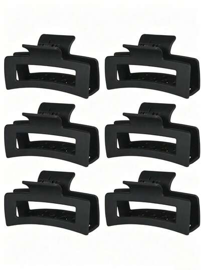 1pc-6pcs Women's 10.5cm/4.13in, Square Fashion Hair Clip, Women's Hair Clip, Solid Color Non-Slip Strong Claw Clip, Women's Hair Accessories, Fashionable And Versatile, Simple Style Beach Hair Claws