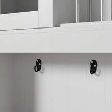 Large Kitchen Sideboard With Storage Space, Kitchen Cabinet With Glass-Fronted Compartments, 2 Drawers, Doors And Hanging Rail – Modern Sideboard For Kitchen, Dining Room And Entryway, 106 * 39 * 176.5 Cm - 查看 9
