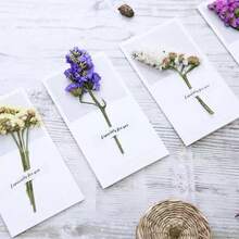 2pcs Realistic Baby's Breath Flower Greeting Cards, Natural Preserved Fresh Flower Bouquet Cards, Handmade Birthday/Valentine's Day/Mother's Day Stationery, Mini Floral Cards For Various Occasions, Exquisite Dried Flower Gift Box With Breathing Bouquet, Blank Note Cards Suitable For Birthday, Wedding, Graduation Gifts - Sets - View 4