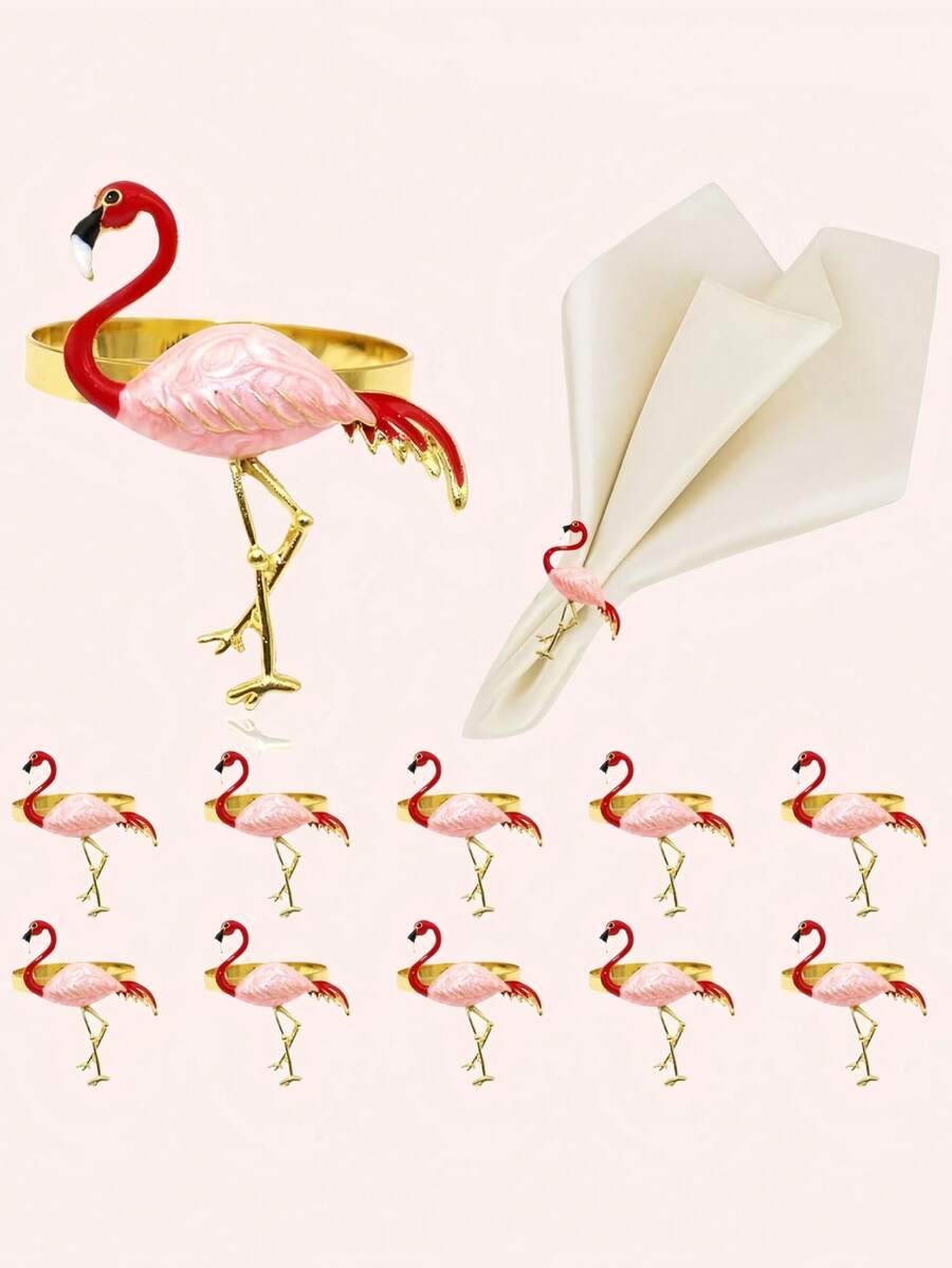12 pièces/6 pièces/2 pièces Anneaux de serviette de fête hawaïenne, forme créative de flamant rose, porte-serviettes de flamant rose rose, anneaux de serviette de fête hawaïenne, anneaux de serviette thème plage, anneaux de serviette en vrac, convient pour la décoration de fête, la mise en place de nappe, les rassemblements familiaux et les mariages