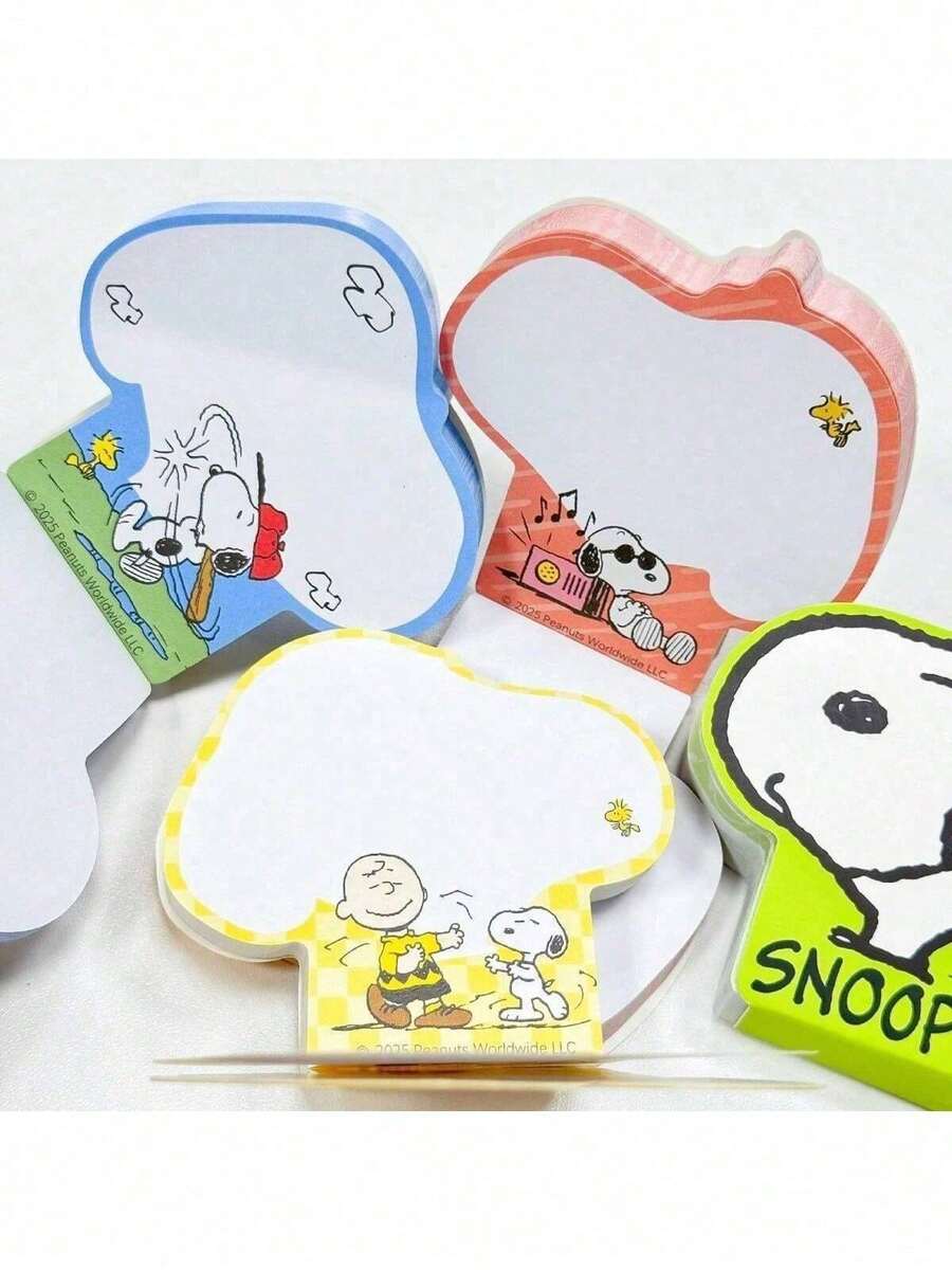SNOOPY 史努比剪纸风格可爱卡通便签，萌系文具，美观日记装饰，多巴胺风格桌面装饰，史努比自粘便签本，计划本装饰贴纸，笔记本书签，计划本装饰，每日待办事项清单贴纸，创意文具用品，趣味卡通便签贴纸，办公学习必备文具，可爱桌面装饰 - 彩色 - 查看 1