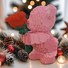 1000pcs Bouquet Bear Building Blocks Puzzle, Romantic Assembly Toy Collection Model Home Decor Birthday Gift, 1 Piece Room Decor, Office And Home Decoration, Durable Plastic Construction Kit, Perfect Gift For Halloween/Thanksgiving/Christmas - Multicolor - View 4