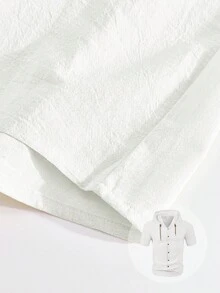 Áo sơ mi nam tay ngắn bằng vải lanh, áo khoác cardigan có mũ trùm đầu, dây rút và nút cài, áo thun dáng rộng, áo nam nhẹ thoáng khí năm 2025, quà tặng ngày lễ cho bạn trai, áo thun có mũ. - trắng - Xem 3