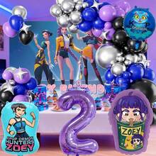 KPop Demon Hunters 1套1-9數字氣球組，獵巫師公會背景布，適合兒童節派對、生日裝飾、家庭聚會 - 查看 13