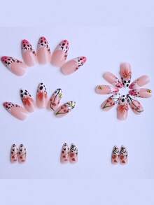 24 tiras de esmalte de uñas de gel con efecto 3D de flores en relieve y cristales, con un toque de alta gama - Multicolor - Ver 3