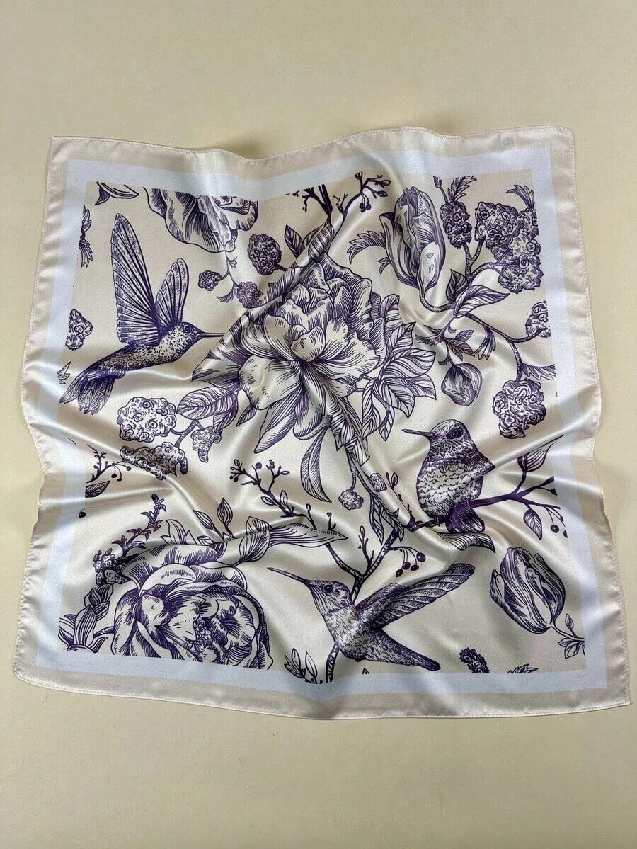 1pc Women's Floral & Bird Print Headscarf/Headband/Hair Accessory, An Ideal Choice To Create Fashionable Looks,Beach,Holiday - 彩色 - 查看 1
