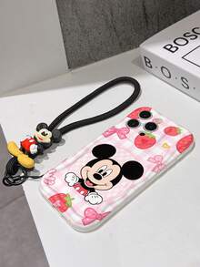 This Disney Mickey Mouse Lanyard Phone Case Is Fully Covered In TPU Material. It's Shockproof, Lightweight, And Compatible With IPhone17/16/11/13/15/15 Plus/15 Pro/15 Pro Max/12/14 Pro Max/11 Pro Max/12 Pro/12 Pro Max/13. This Phone Case Makes A Popular Birthday Gift Or Business Gift; It's Durable, Stain- And Fingerprint Resistant, And Suitable For Both Men And Women. The Set Also Includes A Mickey Mouse Phone Case And A Mickey Mouse Plush Bracelet. It's A Perfect Gift For Friends And Family. This Stylish Phone Case Is Fun, Lightweight, And Durable. IPhone17 Pro Max Phone Case, Minnie Mouse Phone Case. - trắng - Xem 5