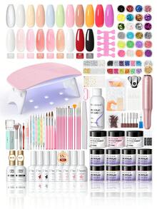 peacecolor PEACECOLOE Acrylic Nail Kit Set With Drill And Light Semi Permanent Nail Gel Polish Salon Art Kit Nail Art Design Beginner Kit For Women Manicure Salon Gifts - 04多色 - 查看 11