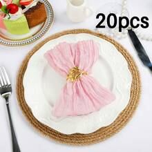 10/20/30/50 piezas de servilletas de tela de poliéster estilo bohemio, servilletas de mesa de 17*17 pulgadas, adecuadas para bodas, cumpleaños, banquetes, días festivos, fiestas, cenas familiares. - Rosa Pálido - Ver 9