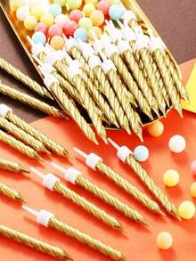 10/30/60pcs Birthday Candles, 10pcs/Box, Cake Decorations, Spiral Candles, Curved Candles, Gold Candles, Silver Candles, Twisted Candles, Arch Cake Candles, For Birthday, Wedding, Holiday, Party Supplies - View 7