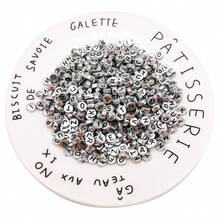 500 hạt chữ cái acrylic màu bạc 7x4mm, hạt chữ cái A-Z màu đen, dùng để tự làm trang sức, làm vòng tay, vòng cổ, móc khóa, vòng tay tình bạn, quà tặng thích hợp cho các bạn nữ tuổi teen. - Bạc - Xem 8