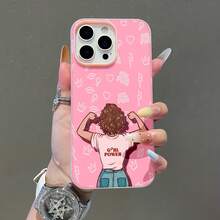 Mujer fuerte haciendo alarde de poder femenino sobre fondo rosafunda de teléfono Fundas compatibles con ,Apple,VIVO,OPPO,,, y Honor.Fabricadas en silicona TPU,ofrecen protección contra golpes y caídas. - Rosa - Ver 1