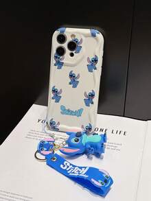 Disney Has Authorized, Phone Case - Chain Set, The Stitch Lilo & Stitch Phone Case Plus A Silicone 3D Or Fluffy Style Stitch Bracelet With Metallic Ring Removable Bracelet, Stitch And Angel Pattern, Compatible With Iphone 17/16/15/14/13/12/11/XS/XR/X Plus Pro Max, Wavy Design Phone Case For Girl, A Stylish Cartoon Summer Phone Case, The Perfect Gift Choice, Phone Protection, Durable Phone Cover, Great Gift For Friends And Family - Màu trắng kiểu A - Xem 4