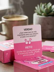 Spanish And English Versions Mini Fun Facts Game Box - "Truth Or Dare", 50 Couples' Interactive Game Questions, Family Entertainment, Suitable For Family And Friends, Ideal For Game Nights, Parties, Wedding Games And Dinner Hosts, Portable Travel Companion Entertainment Set, Pink Box Design Card Game, Perfect Gift For Christmas Or Halloween, Suitable As A Gift For Couples Or Newlyweds - Rose Red - View 8