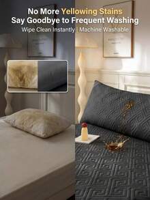 1 Pack Couple Double Pillowcase, Triple Protection Quilted Waterproof Pillow Protector, Anti Saliva Head Oil Stain Dust Resistant, Extend Pillow Life, Pet Friendly, Washable Reusable Machine Washable Soft Breathable Bedding Accessory For Home Hotel Dorm - Black - View 6