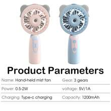 1pc Multi-Functional Spray Handheld Fan, 1200mAh, USB Charging, 3-Speed Adjustable, Spring/Summer Small Fan, Suitable For Cycling, Running, Traveling, Cooking In The Kitchen, Gardening, Office Work. - Spray Version - View 11