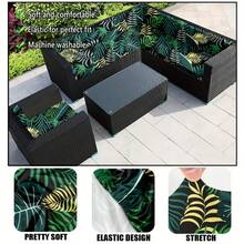 1 pieza/2 piezas/6 piezas/8 piezas Funda de cojín para sofá de exterior con estampado de hojas tropicales grandes, fresca y pastoril, impresión digital, lavable a máquina, funda de almohada para patio con dobladillo elástico, funda de cojín para asiento de sofá de exterior, funda para muebles de patio, protector de muebles de sala de estar, adecuado para jardín, parque, sofás de interior y exterior, sofá seccional y sillón - B - Ver 6