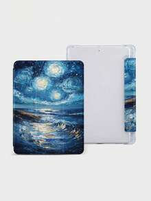 1 pieza Funda protectora para tableta con patrón de pintura de Cielo Estrellado y Floral de Van Gogh, compatible con iPad 10.2", iPad Pro 11" 2021/2020/10a generación, iPad Mini 4/5/6, Galaxy Tab A8 10.5" 2022, Matepad 10.4"/Tab, con ranura para lápiz, función de suspensión/activación automática, regalo - Multicolor - Ver 3