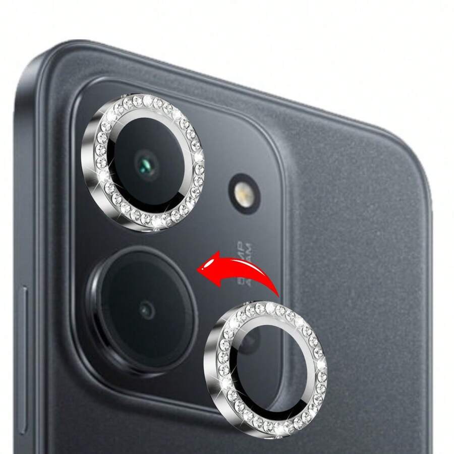 Camera Lens Protector Kit With Rhinestones For Xiaomi Poco C85 - Plateado - Ver 1