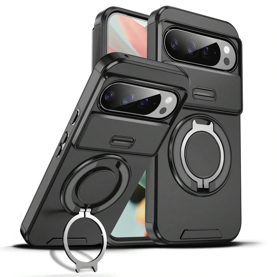 (Follow The Store, Collect The Product To Get A Free Lanyard) 360° Rotating Shockproof Phone Case Compatible With Apple 11/12/13/14/15/16 Pro Max, S22/23/24+ UA04/A05/A14/A15/A24/A25/A34/A54S Series, Pixel, Note 15/14 Series - Black/with Rope - View 1