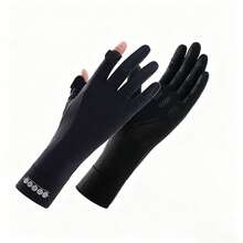 Summer Long Ice Silk Sun Protection Gloves, Flip-Up Fingerless Design With Touchscreen Support, Breathable Ice Silk Fabric, Non-Slip And Wear-Resistant. Suitable For Cycling, Driving, Outdoor Activities, Specialized UV-Protection Thin Gloves For Riders And Drivers. - Multicolor - View 4