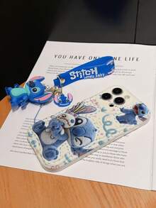 Disney Has Authorized, Phone Case - Chain Set, The Stitch Lilo & Stitch Phone Case Plus A Silicone 3D Or Fluffy Style Stitch Bracelet With Metallic Ring Removable Bracelet, Stitch And Angel Pattern, Compatible With Iphone 17/16/15/14/13/12/11/XS/XR/X Plus Pro Max, Wavy Design Phone Case For Girl, A Stylish Cartoon Summer Phone Case, The Perfect Gift Choice, Phone Protection, Durable Phone Cover, Great Gift For Friends And Family - Màu trắng kiểu A - Xem 5