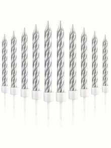 10/30/60pcs Birthday Candles, 10pcs/Box, Cake Decorations, Spiral Candles, Curved Candles, Gold Candles, Silver Candles, Twisted Candles, Arch Cake Candles, For Birthday, Wedding, Holiday, Party Supplies - View 9