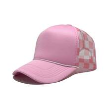 2026 New Checkered Baseball Cap, Corded Trucker Mesh Cap, Outdoor Casual American Style Fashionable Breathable Baseball Cap, Beach Hiking Cap. - 黑色格紋網眼帽 - 查看 8