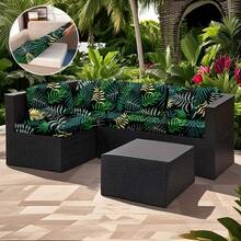 1 pieza/2 piezas/6 piezas/8 piezas Funda de cojín para sofá de exterior con estampado de hojas tropicales grandes, fresca y pastoril, impresión digital, lavable a máquina, funda de almohada para patio con dobladillo elástico, funda de cojín para asiento de sofá de exterior, funda para muebles de patio, protector de muebles de sala de estar, adecuado para jardín, parque, sofás de interior y exterior, sofá seccional y sillón - B - Ver 5