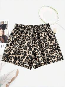 Quần short nữ họa tiết da báo, thoáng khí, nhanh khô, co giãn và mềm mại. Thích hợp cho mặc thường ngày, thể thao và tập luyện, dáng rộng rãi và thoải mái. - màu nâu - Xem 3