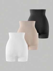 3 Stücke/Set Damen Hohe Taille nahtlose Sicherheits-Shorts, Hipster-Höschen und Shorts - Verschiedenfarbig - Übersicht 4