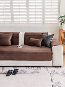 1 tấm bọc ghế sofa siêu âm màu trơn, thiết kế sọc 3D, chần bông jacquard, ấm áp và mềm mại, thân thiện với thú cưng, chống bẩn và trầy xước, phù hợp cho mọi mùa, dùng được cho ghế sofa 1/2/3/4 chỗ ngồi. - màu nâu - Xem 4