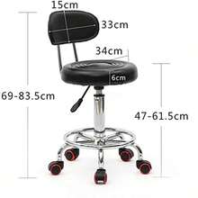 Adjustable Rolling Swivel Stool, Hydraulic Heavy Duty Drafting Chair Stool With Backrest - Black - View 2