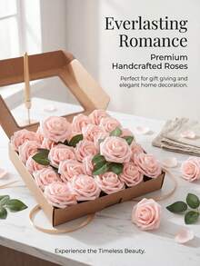 Ultra-Realistic Artificial Roses - Each Box Contains 25 Pieces, Perfect For Birthdays, Gift Wrapping, Wedding Bouquets, Bridal Bouquets, Table Decorations, Graduation Ceremonies, Bridal Floral Decorations, Chair And Table Adornments, Candlestick Embellishments And Cake Decorations, Offering A Precious Commemorative Option To Enrich Your Celebrations. - Pink - View 5