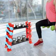 JUSODIN Rack d'haltères pour musculation - Rouge et noir - Voir 4
