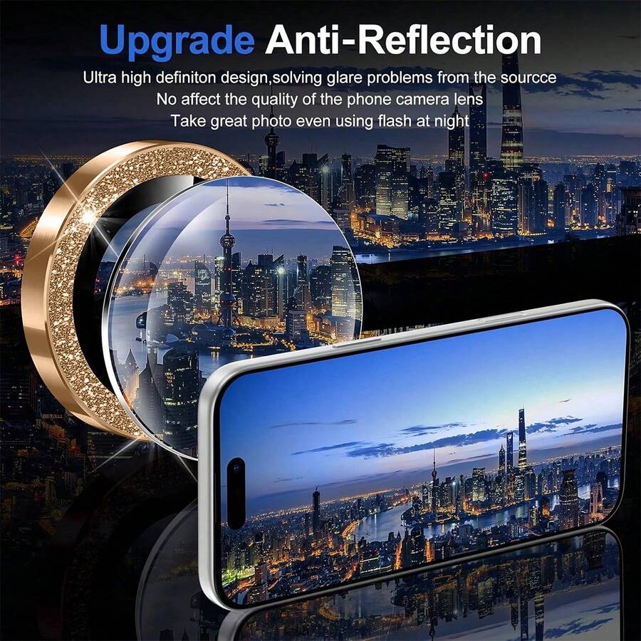 3pcs Colorful Rhinestone Camera Lens Protector Film, Compatible With Apple 17/17Air/17pro/17promax/16/16pro/16plus/16promax/16 14 Pro 6.1 Inch/14 Pro Max 6.7 Inch, Inlaid Artificial Diamond Shiny Camera Cover Tempered Glass, Compatible With Apple 14 Pro Max/14 Pro/15/15Promax/15Pro [Perfect Fit] - Artificial Diamond Multicolor