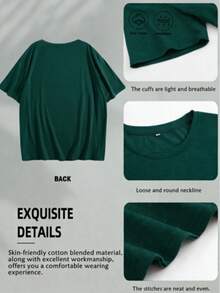 Casual Knitted Round Neck Short Sleeve Tee With Pink Heart Graphic, Plus Size Top For Summer Style,Only One Short-Sleeve Shirt - Green One-piece Pack - 2 - View 4