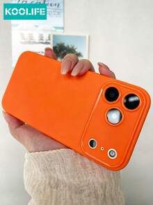 1 pieza Funda de teléfono suave de TPU de color naranja mate sólido Koolife, con gran diseño de recorte de cámara, protección anti-golpes, accesorio de moda diario, compatible con Apple 17/17 Pro/17 Pro Max - Naranja - Ver 7